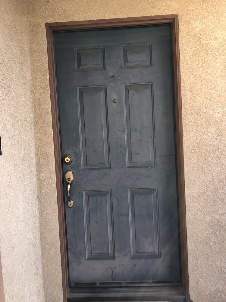 Before photo of worn front door